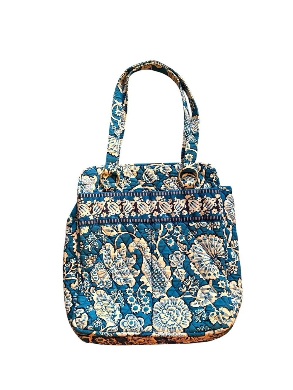Vera Bradley Quilted Floral Tote in blue & white